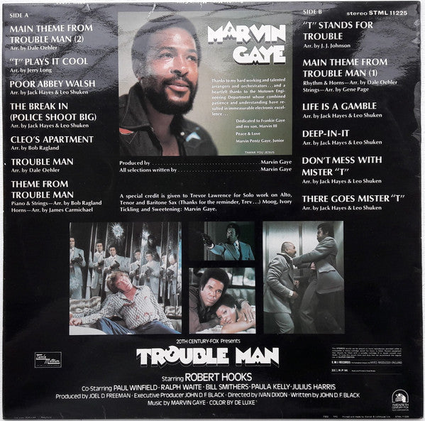 Image of Back Cover of LP - VG/VG - MARVIN GAYE, Trouble Man (Tamla Motown  ; STML 11225, UK 1973, Laminated Sleeve, Inner), Vinyl plays great with subtle noise during intros.,  - 4346339S
