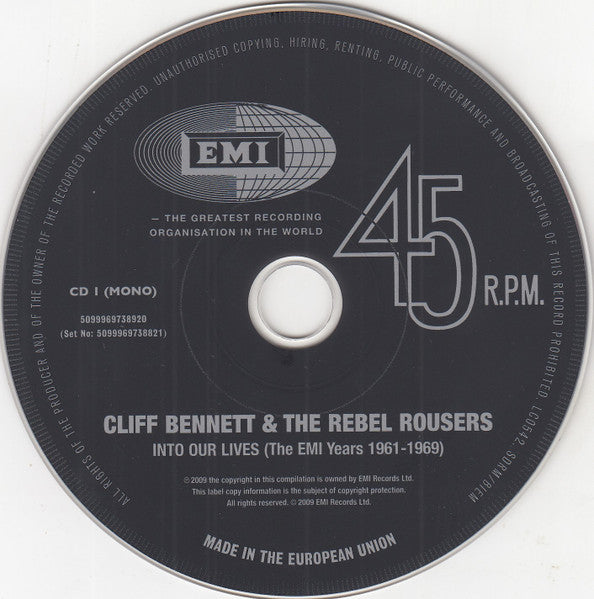 Image of Label Cover of 4xCD - EX/EX - CLIFF BENNETT & THE REBEL ROUSERS, Into Our Lives: The EMI Years 1961-1969 (EMI; 50999 6 97388 2 1, Europe 2009, Double CD Case, Booklet), Sealed,  - 3036174E