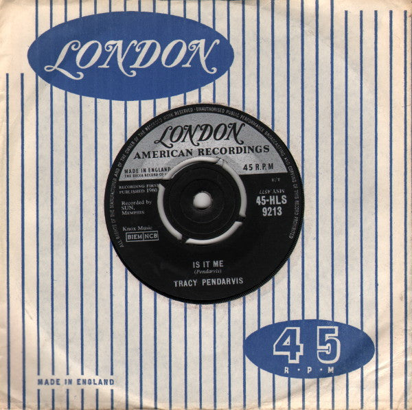 Image of Back Cover of 7" - VG+/VG - TRACY PENDARVIS, Is It Me / South Bound Line (London Records; 45-HLS 9213, UK 1960, Company Sleeve), Strong VG, Lightest of hairlines, Gossy disc, Nice company sleeve,  - 0316307C