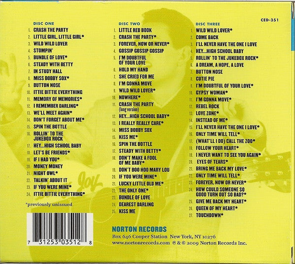 Image of Back Cover of 3xCD - VG+/VG+ - BENNY JOY, Crash The Party - The Benny Joy Story 1957-1961 (Norton Records; CED-351/1-2-3, US 2009, Box Set), ,  - 0356183S