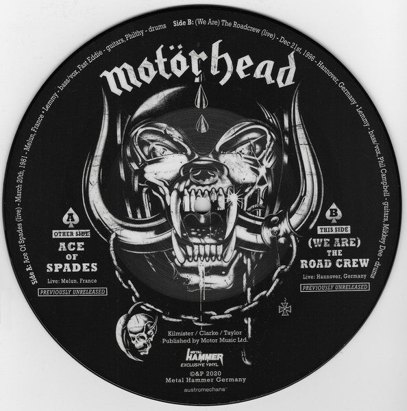 Image of Back Cover of 7" - EX/EX - MOT RHEAD, Ace Of Spades (Live) / We Are The Road Crew (Live) (Metal Hammer ; none, Germany, Austria, & Switzerland 2020, Promo, Clear Plastic Sleeve, Picture Disc, Metal Hammer Exclusive, No Magazine, "Motive A1"), ,  - 0326322E