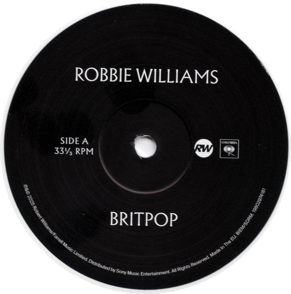 Image of Label Cover of 0456138S: LP - ROBBIE WILLIAMS, BRITPOP (Columbia Records; 19802974181, Europe 2026, Standard Sleeve, Inner, Indies Exclusve White Vinyl)   NEW/NEW