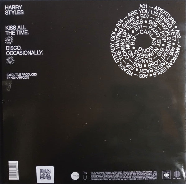 Image of Back Cover of LP - NEW/NEW - HARRY STYLES, KISS ALL THE TIME. DISCO, OCCASIONALLY (Sony; 19958433991, Europe 2026, Gatefold, Booklet, Indies Exclusive 180 Gram Pop-Blue Vinyl), ,  - 1436104E