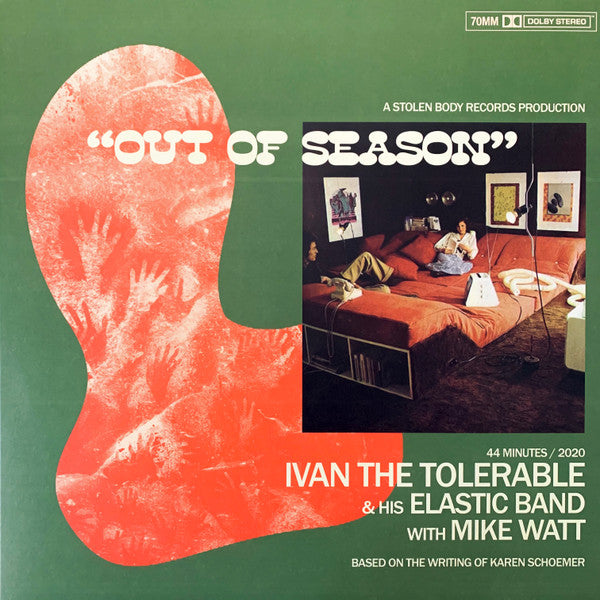 Image of Front Cover of 0426055E: LP - IVAN THE TOLERABLE & HIS ELASTIC BAND WITH MIKE WATT, Out Of Season (Stolen Body Records; SBR075, UK 2020, Limited Edition, Clear With Green Blob & Orange Splatter)   VG+/VG+