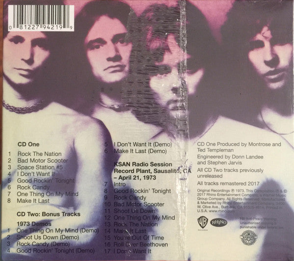 Image of Back Cover of 2xCD - VG+/VG+ - MONTROSE, Montrose (Warner Bros. Records; R2 557787, US 2017, Double Digipak, Booklet, Remastered), ,  - 0436045E