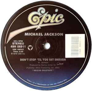Image of Front Cover of 0446139S: 12" - MICHAEL JACKSON, Don't Stop 'Til You Get Enough / Wanna Be Startin' Somethin' (Epic; 49H 06911, US 1997, Plain sleeve) WOL  /VG+