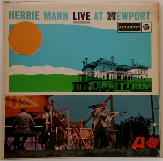 Image of Front Cover of LP - G+/G+ - HERBIE MANN, Live At Newport (Atlantic; ATL 5008, UK 1964, Test Pressing, Laminated Front Sleeve, Factory Sample, Hand-Written Labels), Laminate peeling. Only light marks to disc - plays well. ,  - 0416211C