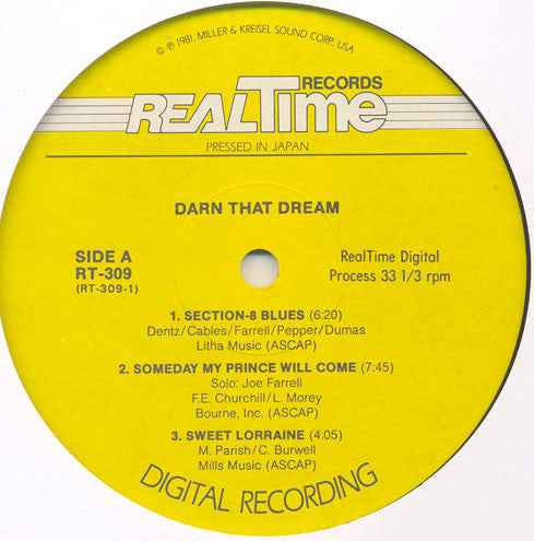 Image of Label Cover of LP - EX/EX - ART PEPPER, Darn That Dream (RealTime Records; RT-309, US 1982, Laminated Sleeve), ,  - 0426182E