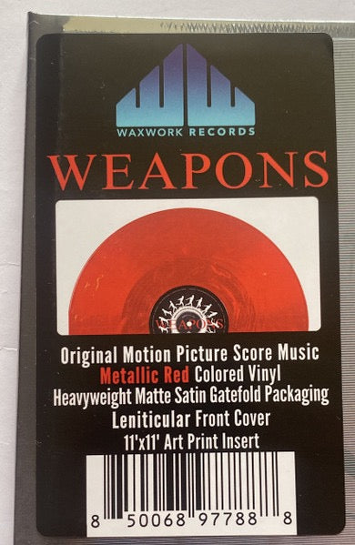 Image of Label Cover of 0436164E: LP - RYAN HOLLADAY, HAYS HOLLADAY, ZACH CREGGER, Weapons (Original Motion Picture Soundtrack) (Waxwork Records; WW226, US 2025, Lenticular Sleeve, Insert, Metallic Red Vinyl)   NEW/NEW