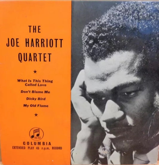 Image of Front Cover of 7" EP - VG/G - THE JOE HARRIOTT QUARTET, The Joe Harriott Quartet (Columbia; SEG7665, UK 1956, Laminated Flipback Sleeve, Mono), Record has some deeper marks that click when played through. Sleeve discoloured and slightly split at corner. Opening bent,  - 0416272C
