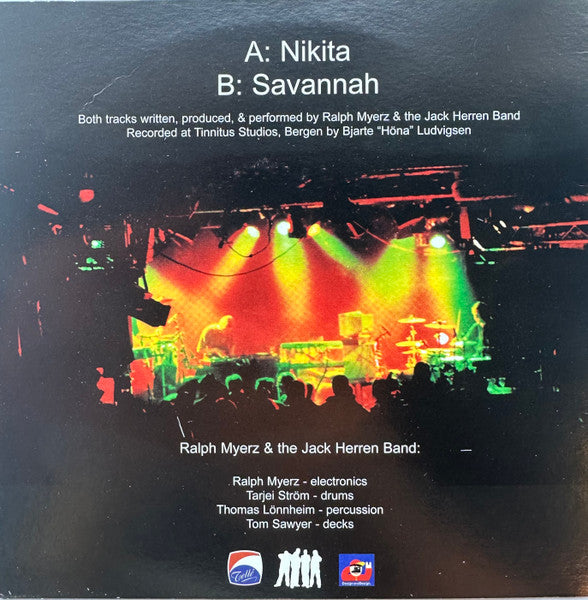 Image of Back Cover of 7" - G+/G+ - RALPH MYERZ & THE JACK HERREN BAND, Nikita (Tell ; Telle004, Norway 1999, Fold Over Sleeve), Sleeve creased and worn,  - 0416273C