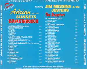 Image of Back Cover of 0436112E: CD - ADRIAN AND THE SUNSETS FEATURING JIM MESSINA & THE JESTERS*, Breakthrough/The Dragsters (Surf; S 94006, Germany 1995, Jewel Case, Booklet)   VG+/VG+