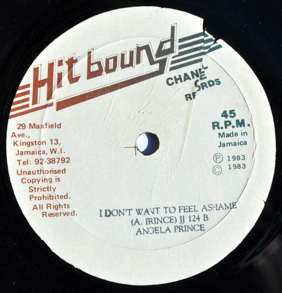 Image of Front Cover of 0416329C: 10" - ANGELA PRINCE / FREDDIE MCGREGOR, I Don't Want To Feel Ashame / Mashing Up Her Brain (Hit Bound; , Jamaica 1983)   /G+