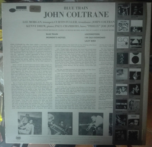 Image of Back Cover of LP - VG/VG - JOHN COLTRANE, Blue Train (Blue Note; BST 81577, France 1985 Reissue, Company Inner, No Poster, No OBI), Sleeve slightly worn (corners, edges); discoloured and mottled with gold sticker on reverse,  - 0416357C
