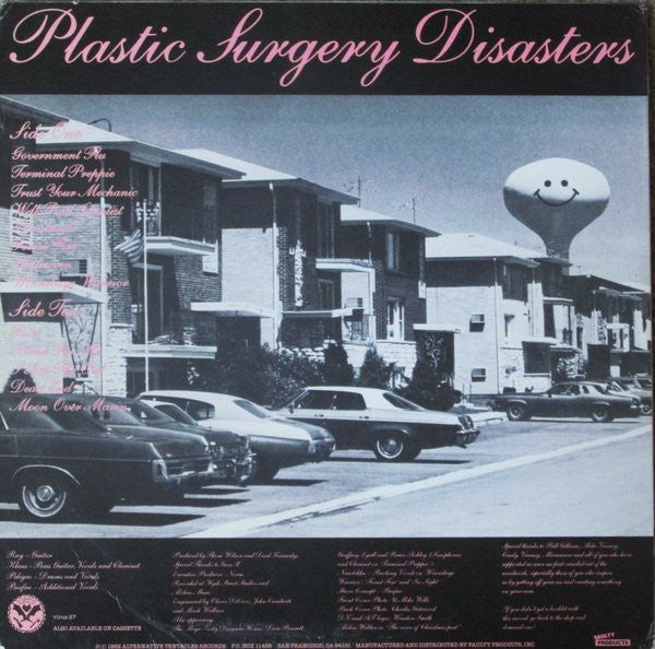 Image of Back Cover of LP - VG/VG - DEAD KENNEDYS, Plastic Surgery Disasters (Alternative Tentacles; VIRUS 27, US 1982, No Inserts, First Edition With Faulty Products Credits), Plays VG+, Ring Wear,  - 3426075E