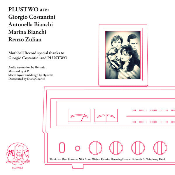 Image of Back Cover of 0416358C: 12" - PLUSTWO, Mad Radio / New Sensation (Mothball Record; PLUS002.2, Australia 2017 Reissue) Record marked. Sleeve has half a sticker on it; inner has split seam  VG/G+