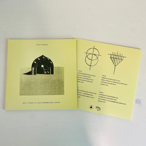 Image of Back Cover of 0426310E: 2xLP - BLAK SAAGAN, Se Ci Fosse La Luce Sarebbe Bellissimo (Maple Death Records; MDR040, UK, Europe & US 2021, Gatefold, White Paper Insert , No Sticker, Soundtrack to the 1978 kidnapping of former Italian prime-minister Aldo Moro by the Red Brigade terrorists. First Pressing, Limited to 500 Copies.) Still in shrinkwrap. Strong VG, Hairlines.  VG+/VG