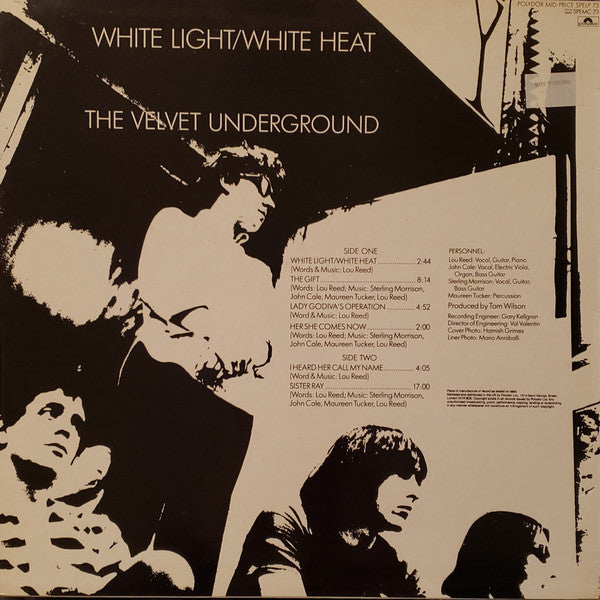Image of Back Cover of LP - G+/VG - THE VELVET UNDERGROUND, White Light/White Heat (Polydor; SPELP 73, UK 1980s Reissue, No Polydor Logo On Labels), Edge wear and small spine split.,  - 2446035S