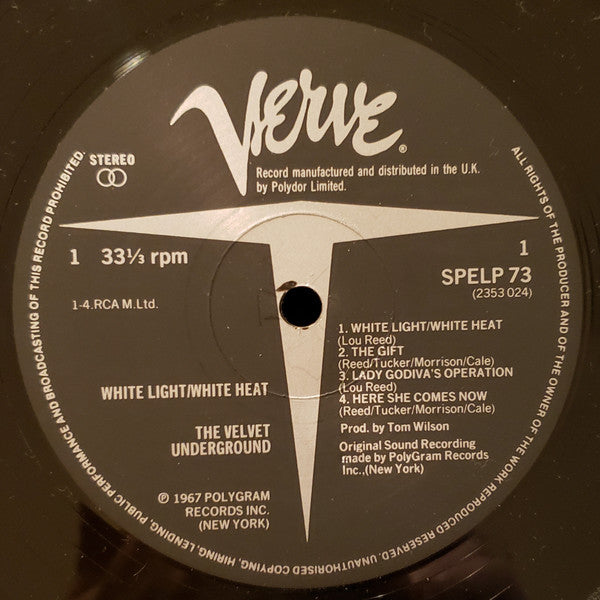 Image of Label Cover of LP - G+/VG - THE VELVET UNDERGROUND, White Light/White Heat (Polydor; SPELP 73, UK 1980s Reissue, No Polydor Logo On Labels), Edge wear and small spine split.,  - 2446035S