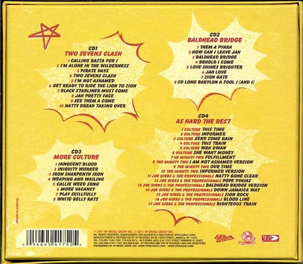 Image of Back Cover of 4xCD - VG+/VG+ - CULTURE, At Joe Gibbs (17 North Parade; VP4175, US 2011, Box Set, Booklet), One light mark on "As Hard As The Rest",  - 3216298C