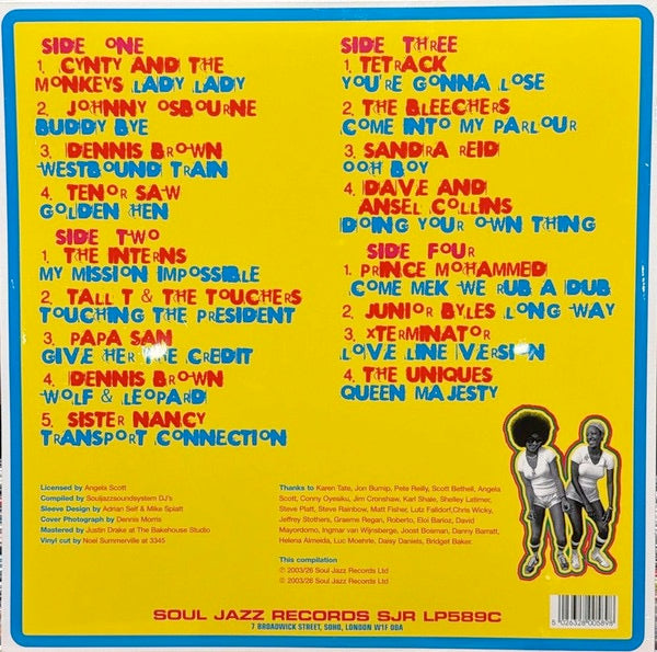Image of Back Cover of 2xLP - NEW/NEW - VARIOUS ARTISTS / SOUL JAZZ RECORDS PRESENTS, 600% DYNAMITE! Ska, Soul, Rocksteady, Funk and Dub in Jamaica (Soul Jazz; SJRLP589C, Europe 2026 Reissue, Transparent Yellow Vinyl, First-ever Colour Pressing. ), ,  - 0836070E