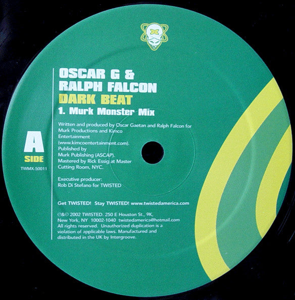 Image of Label Cover of 0526031E: 12" - OSCAR G & RALPH FALCON, Dark Beat (Twisted America Records; TWMX-50011, UK 2002)   VG/VG+