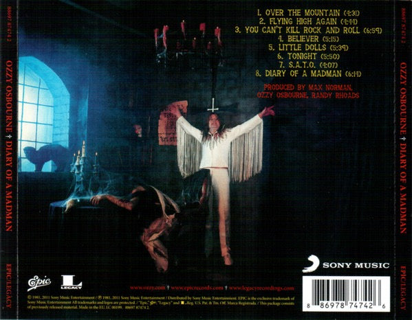 Image of Back Cover of 0516063C: CD - OZZY OSBOURNE, Diary Of A Madman (Epic; 88697 87474 2, Europe 2011 Reissue, Jewel Case)   VG+/VG+