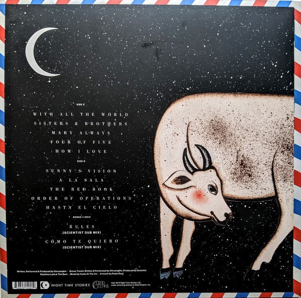Image of Back Cover of 0516039C: LP - KHRUANGBIN, Hasta El Cielo (Night Time Stories; ALNLP50DUBR, US 2019, Inner, With 7") Still In Opened Shrinkwrap With Hype Sticker. Different Run-outs on 7". VO766263 CM  EX/VG+