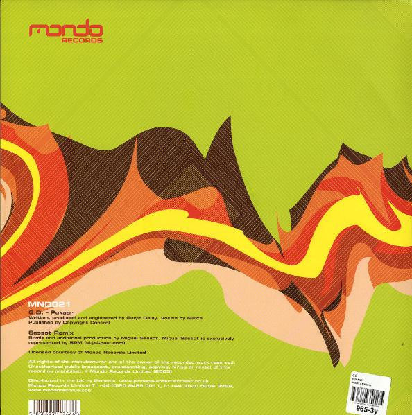 Image of Back Cover of 0546049S: 12" - G.D., Pukaar (Mondo Records; MND021, UK 2005, Picture Sleeve) sticker top right front sleeve  VG/VG+