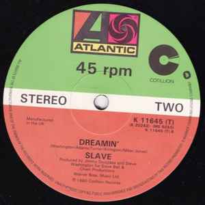 Image of Back Cover of 12" - G+/G+ - SLAVE, Watching You / Dreamin' (Atlantic ; K 11645 (T), UK 1980, Die Cut Company Sleeve), Sleeve lightly stained / grubby throughout. Splits at top and corners. Sticker ghost on front,  - 1816456C