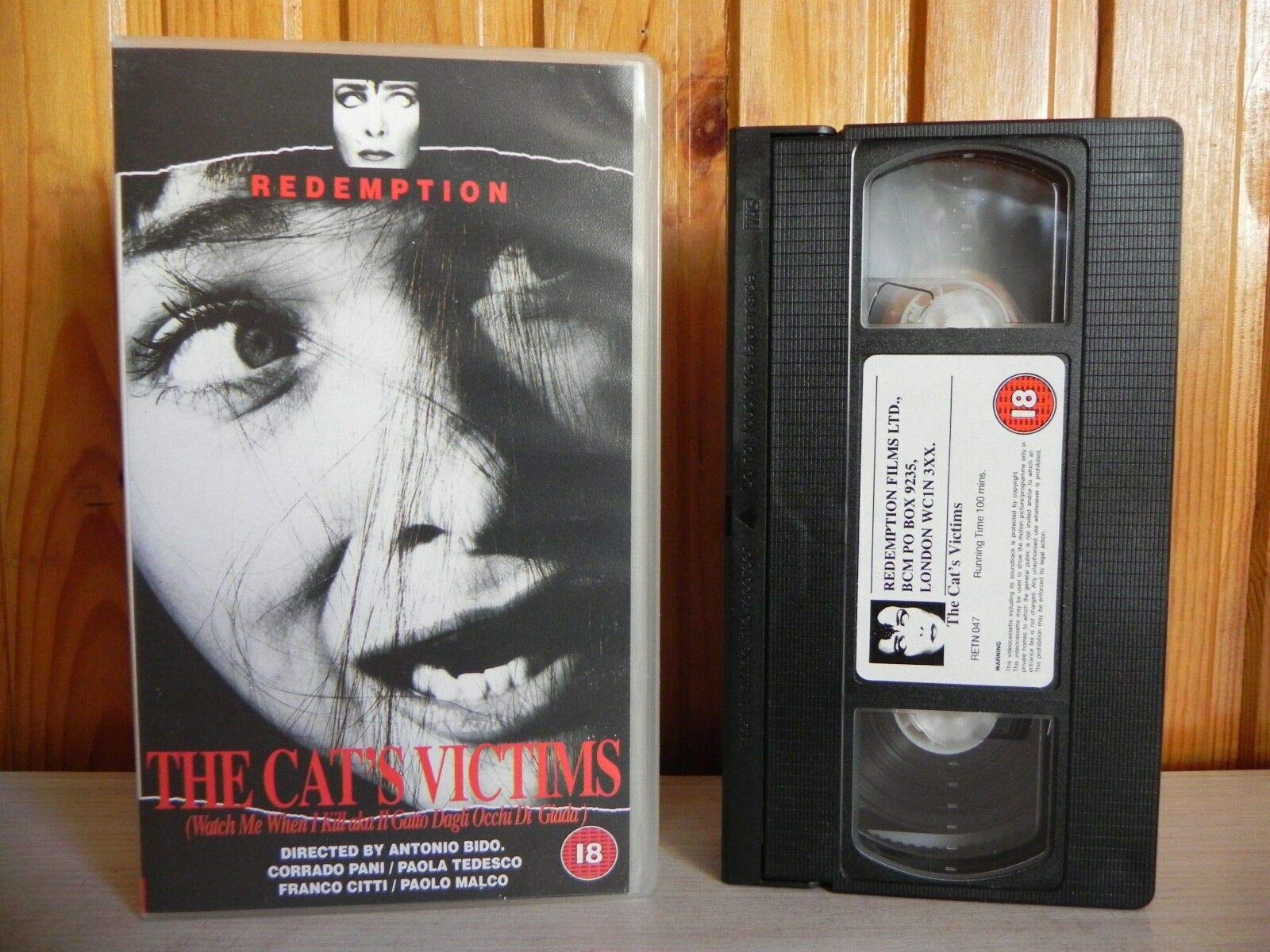 Image of Front Cover of VHS - VG+/VG+ - ANTONIO BIDO, The Cat's Victims VHS (Redemption; RETN047, Italy 1995), Strong VG+,  - 0556022S
