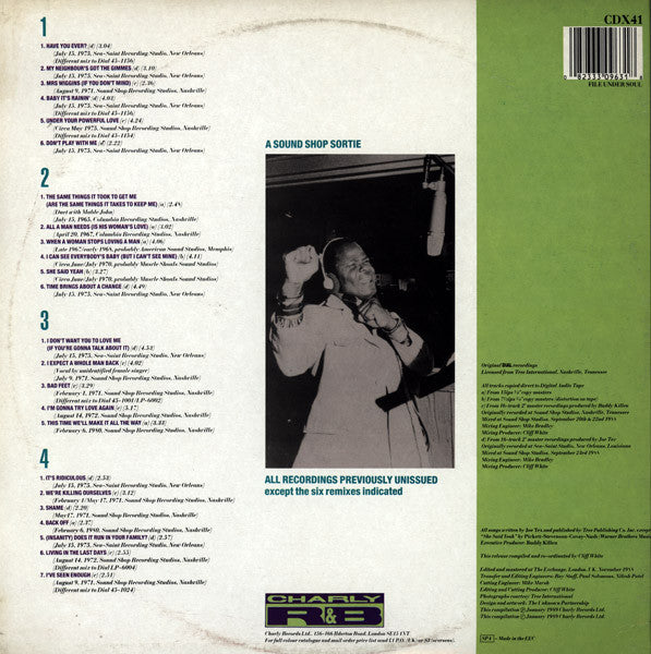 Image of Back Cover of 0526095E: 2xLP - JOE TEX, Different Strokes (Charly R&B; CDX 41, UK 1989, Gatefold)   VG+/EX