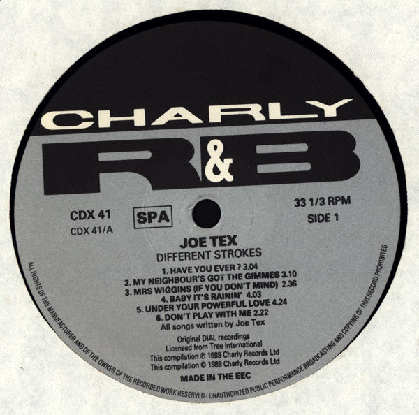 Image of Label Cover of 0526095E: 2xLP - JOE TEX, Different Strokes (Charly R&B; CDX 41, UK 1989, Gatefold)   VG+/EX
