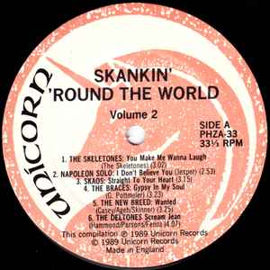 Image of Label Cover of 0526119E: LP - VARIOUS, Skankin' 'Round The World Volume 2 (Unicorn Records; PHZA-33, UK & France 1989) Lightest creasing on sleeve.  VG+/EX
