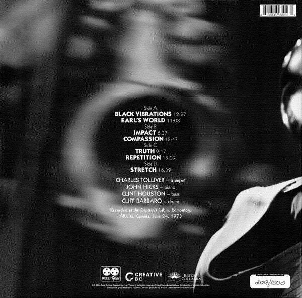 Image of Back Cover of 2xLP - EX/EX - CHARLES TOLLIVER / MUSIC INC, Live At The Captain's Cabin (Reel To Real; RTRLP014, USA & Canada 2024, Gatefold, Booklet, 180 Gram Vinyl, RSD, Numbered), Opened Instore,  - 3316138C