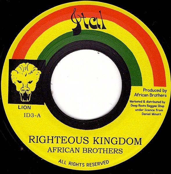 Image of Front Cover of 0516169C: 7" - AFRICAN BROTHERS, Righteous Kingdom (Ital; ID3, France 2020 Reissue) A few light scuffs only.  /VG+