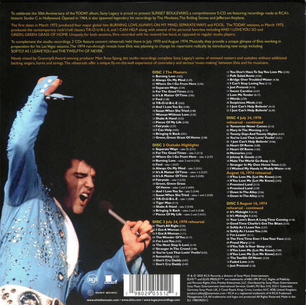 Image of Back Cover of 0556056S: 5xCD - ELVIS PRESLEY, Sunset Boulevard (RCA; 19802905512, Europe 2025) SEALED  VG+/VG+