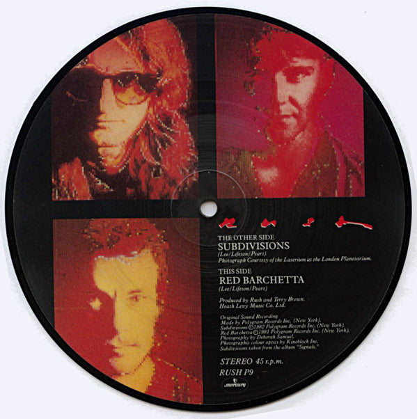 Image of Back Cover of 0526260E: 7" - RUSH, Subdivisions / Red Barchetta (Mercury ; RUSH P9, UK 1982, Picture Disc)   /VG+