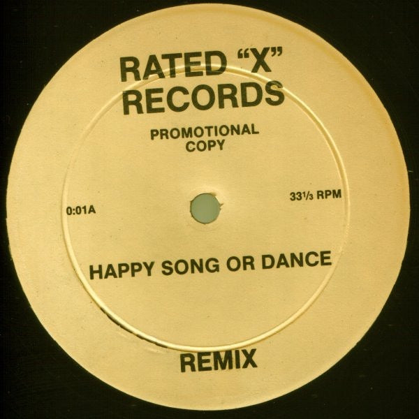 Image of Front Cover of 0516240C: 12" - RARE EARTH / VISAGE, Happy Song Or Dance (Remix) / Pleasure Boys (Remix) (Rated "X" Records; 0:01, US 1986, Plain Sleeve)   /VG