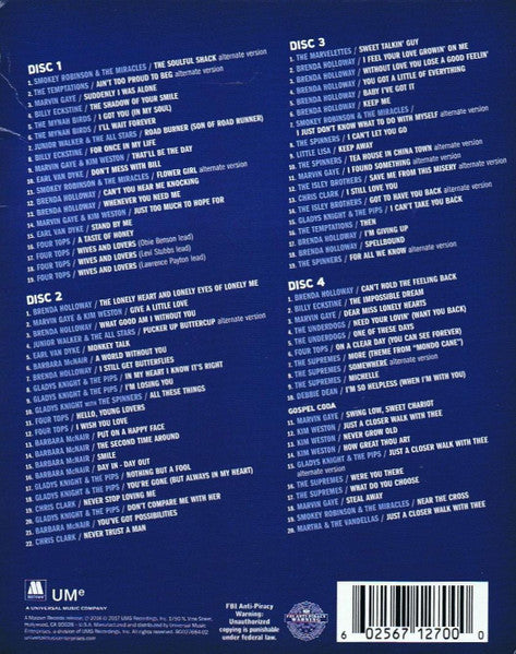 Image of Back Cover of 4xCD - VG/VG+ - VARIOUS, Motown Unreleased 1966 (Motown; B0027684-02,  2017 Reissue, Box Set, NO BOOKLET), NO BOOKLET,  - 0556066S
