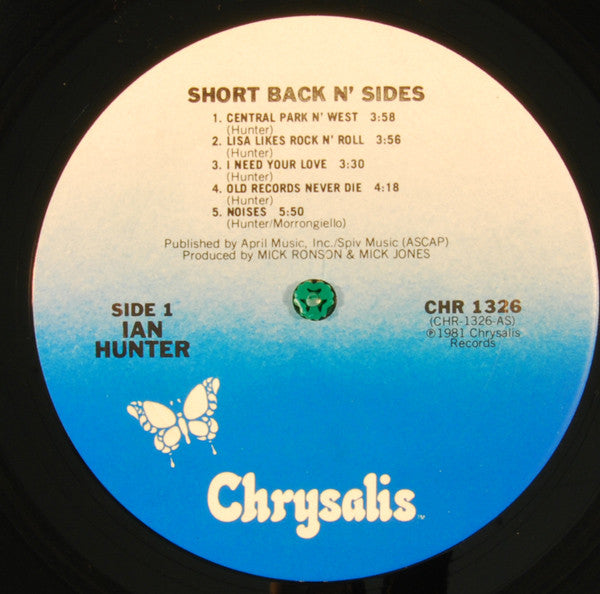 Image of Label Cover of LP - VG/VG+ - IAN HUNTER, Short Back N' Sides (Chrysalis; CHR 1326, US 1981, Includes Signed Press Release Photo), Creased Edge,  - 2846197S
