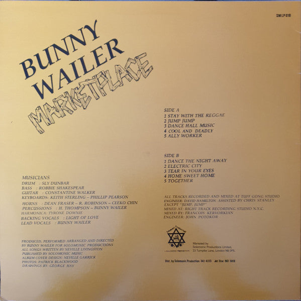 Image of Back Cover of 0516413C: LP - BUNNY WAILER, Marketplace (Solomonic; SMLP 010, UK 1985)   VG+/VG+