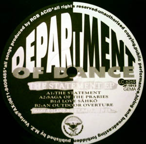 Image of Front Cover of 0516464C: 12" - DEPARTMENT OF DANCE, The Statement EP (Junkfood Records; JF-1013, Germany 1994) Sleeve has split at bottom edge, some light staining, wear too. A ripped sticker on front  VG/G+