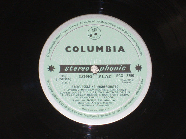 Image of Label Cover of LP - VG/VG - COUNT BASIE AND BILLY ECKSTINE, Basie/Eckstine, Inc. (Columbia; SCX3290, UK 1959, Laminated Front Sleeve), Hairlines. Edge wearm, indents foxing and slight laminate creasing.,  - 0746186S