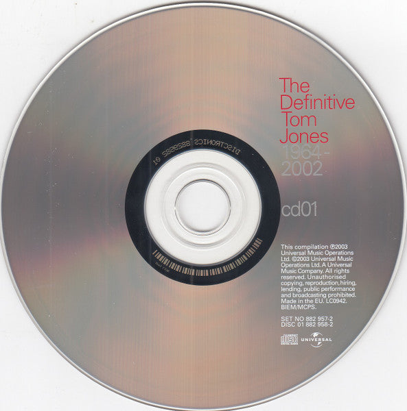 Image of Label Cover of 4xCD - EX/EX - TOM JONES, The Definitive Tom Jones 1964-2002 (Universal; 882 957-2, UK 2003), ,  - 0556169S