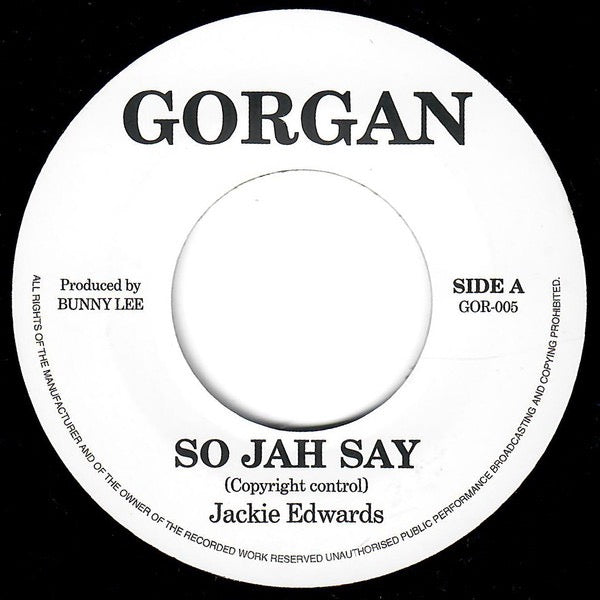 Image of Front Cover of 7" - /G+ - JACKIE EDWARDS, So Jah Say (Gorgan; GOR-005, UK Reissue), Brown vinyl,  - 2916314C