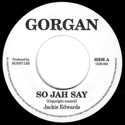 Image of Front Cover of 7" - /G+ - JACKIE EDWARDS, So Jah Say (Gorgan; GOR-005, UK Reissue), Brown vinyl,  - 2916314C