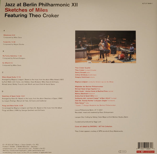 Image of Back Cover of 2xCD - VG+/EX - THEO CROKER QUARTET, Jazz At Berlin Philharmonic XII - Sketches Of Miles (ACT; ACT 9948-2, Germany 2022, Digipak), ,  - 0536201E