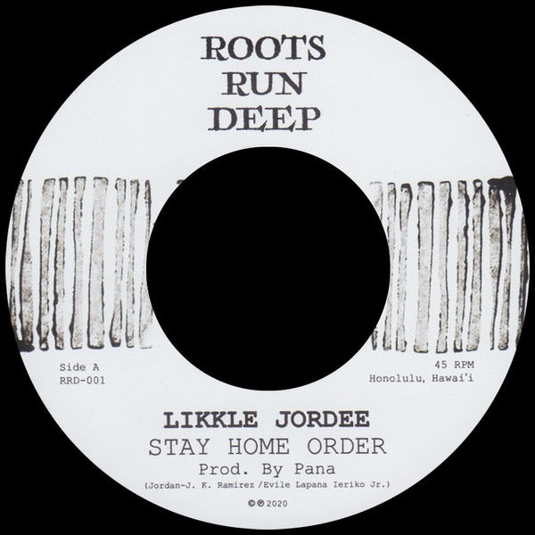 Image of Front Cover of 0516534C: 7" - LIKKLE JORDEE, Stay Home Order (Roots Run Deep; RRD-001, US 2020)   /VG+