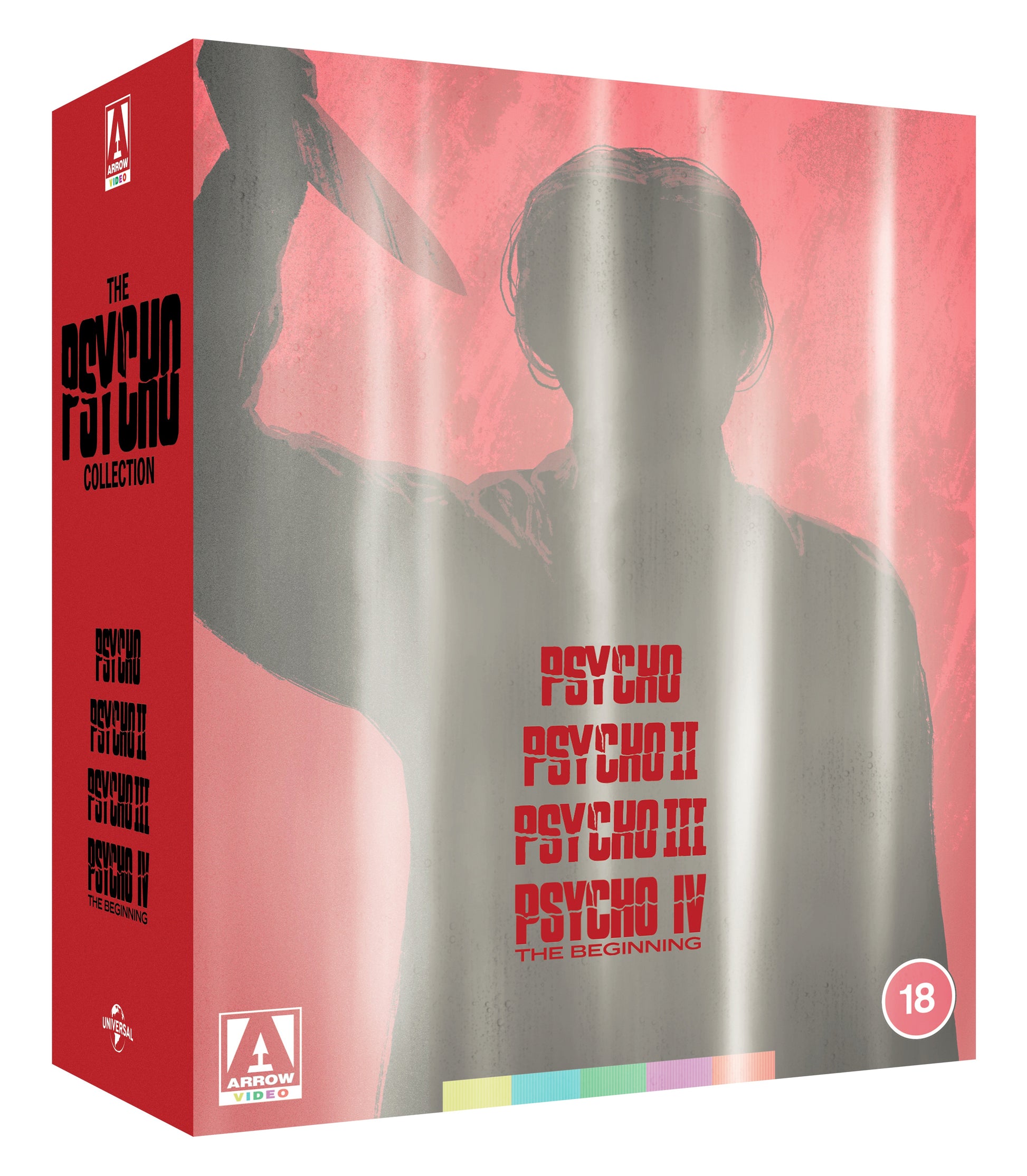 Image of Front Cover of 5xBlu-Ray - G+/VG+ - ALFRED HITCHCOCK, The Psycho Collection (Arrow Video; FCD2439, UK 2023 Reissue, DVD Box Set, Booklet, 9 Postcards, 4 Posters), Bottom of boxset has a split, some dvd boxes with marked plastic cover, disc 3 has a small mark, rest of discs very good +,  - 1336024E